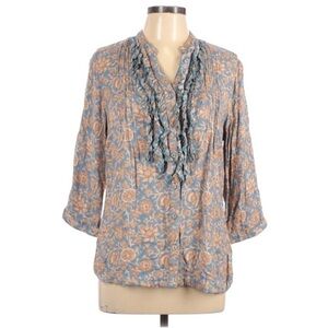 SOFT Surroundings Ruffled Print Blouse Size Large